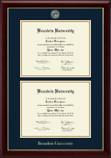 Brandeis University Masterpiece Medallion Double Diploma Frame in Gallery