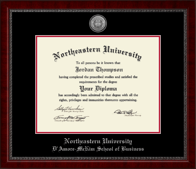 Northeastern University diploma frame - Silver Engraved Medallion Diploma Frame in Sutton