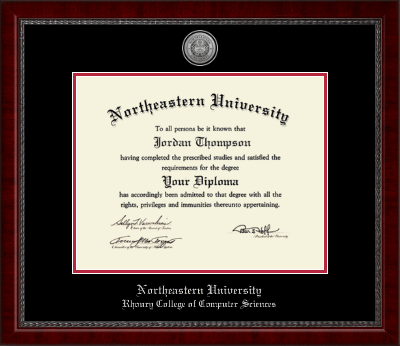Northeastern University diploma frame - Silver Engraved Medallion Diploma Frame in Sutton