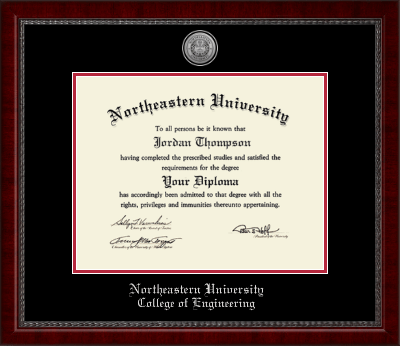 Northeastern University diploma frame - Silver Engraved Medallion Diploma Frame in Sutton
