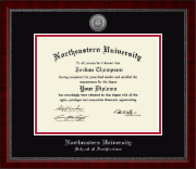 Northeastern University diploma frame - Silver Engraved Medallion Diploma Frame in Sutton