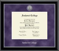 Amherst College diploma frame - Silver Engraved Medallion Diploma Frame in Onyx Silver