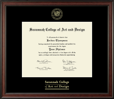 Savannah College of Art & Design diploma frame - Gold Embossed Diploma Frame in Studio