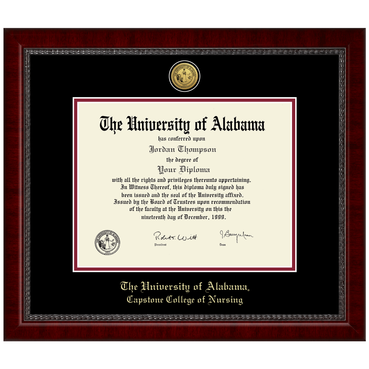 Gold Engraved Medallion Diploma Frame in Sutton The University of Alabama Tuscaloosa Item