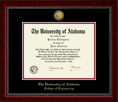 The University of Alabama Tuscaloosa diploma frame - Gold Engraved Medallion Diploma Frame in Sutton
