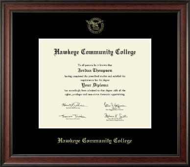 Hawkeye Community College diploma frame - 8'x10'- Gold Embossed Diploma Frame in Studio
