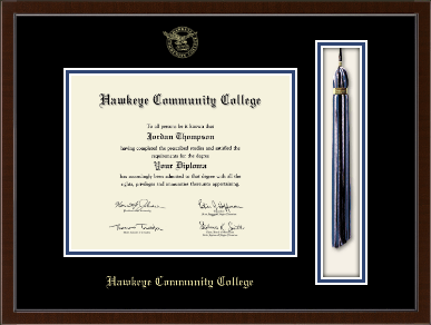 Hawkeye Community College diploma frame - 8'x10'- Tassel & Cord Diploma Frame in Delta