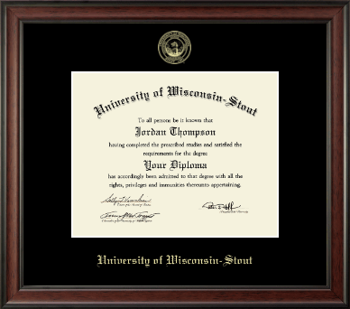 University of Wisconsin-Stout diploma frame - Gold Embossed Diploma Frame in Studio