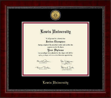 Lewis University diploma frame - Gold Engraved Medallion Diploma Frame in Sutton