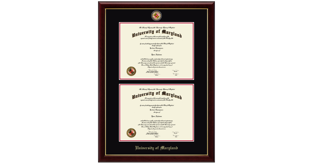 Masterpiece Medallion Double Diploma Frame in Gallery University of Maryland, College Park - Item #325357 from University of Maryland, College Park