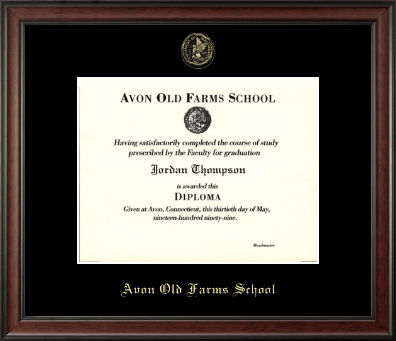Avon Old Farms School in Connecticut diploma frame - Gold Embossed Diploma Frame in Studio