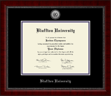 Bluffton University diploma frame - Silver Engraved Medallion Diploma Frame in Sutton