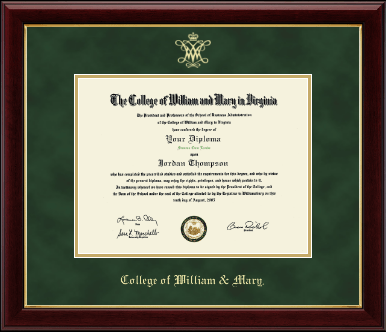 William & Mary diploma frame - Gold Embossed Diploma Frame in Gallery