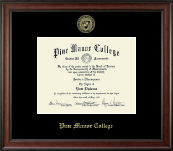 Pine Manor College Gold Embossed Diploma Frame in Studio