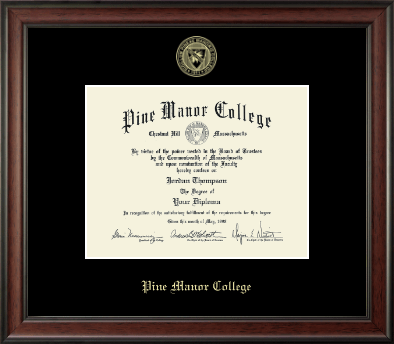 Pine Manor College diploma frame - Gold Embossed Diploma Frame in Studio