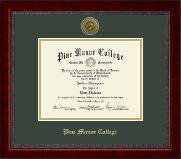 Pine Manor College Gold Engraved Medallion Diploma Frame in Sutton
