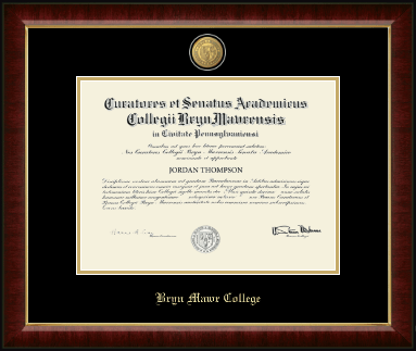 Bryn Mawr College diploma frame - 23K Medallion Diploma Frame in Murano