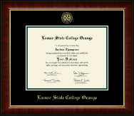 Lamar State College Orange diploma frame - Gold Embossed Diploma Frame in Murano