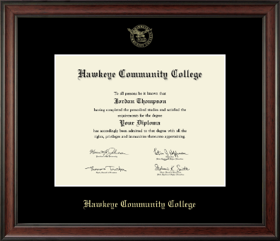 Hawkeye Community College diploma frame - 8.5'x11'- Gold Embossed Diploma Frame in Studio