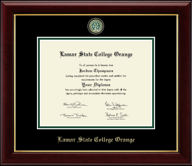 Lamar State College Orange diploma frame - Masterpiece Medallion Diploma Frame in Gallery