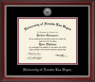 University of Nevada Las Vegas diploma frame - Silver Engraved Medallion Diploma Frame in Kensington Silver