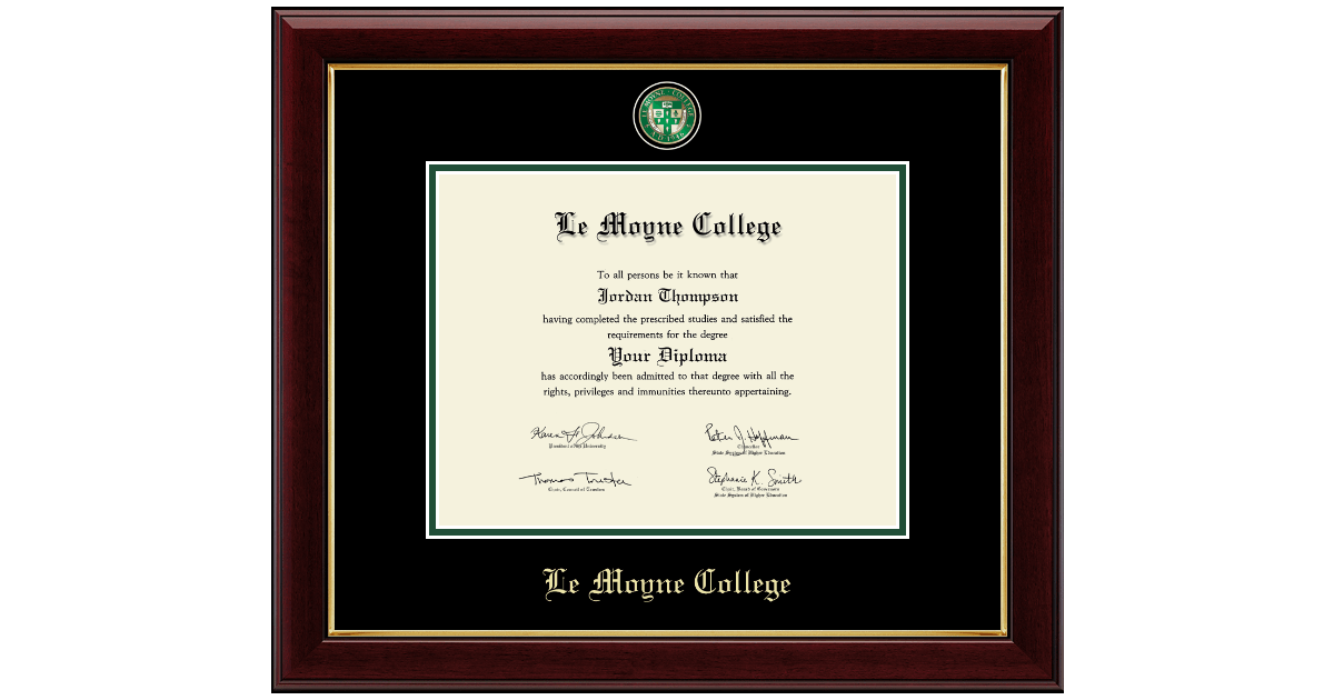 Masterpiece Medallion Diploma Frame in Gallery Le Moyne College Item