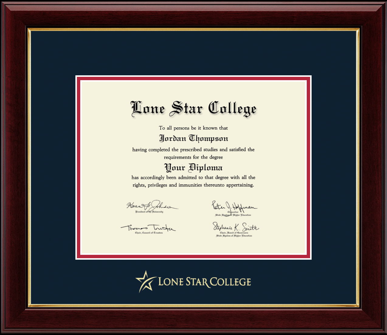 Lone Star College Gold Embossed Diploma Frame in Gallery Item 326460