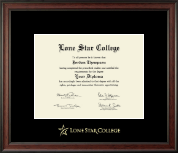 Lone Star College Gold Embossed Diploma Frame in Studio
