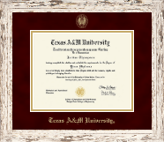 Texas A&M University Gold Embossed Diploma Frame in Barnwood White