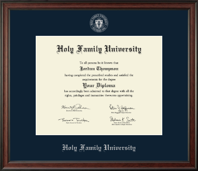 Holy Family University diploma frame - Silver Embossed Diploma Frame in Studio