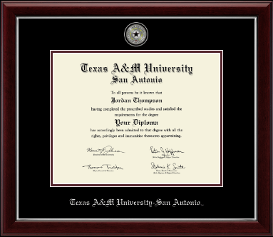 Texas A&M University at San Antonio diploma frame - Masterpiece Medallion Diploma Frame in Gallery Silver