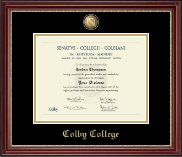Colby College diploma frame - Brass Masterpiece Medallion Diploma Frame in Kensington Gold