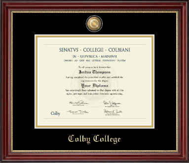 Colby College diploma frame - Brass Masterpiece Medallion Diploma Frame in Kensington Gold