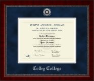 Colby College diploma frame - Silver Engraved Medallion Diploma Frame in Sutton
