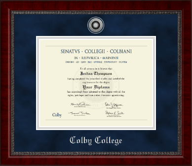 Colby College diploma frame - Silver Engraved Medallion Diploma Frame in Sutton