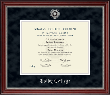 Colby College diploma frame - Silver Engraved Medallion Diploma Frame in Kensington Silver