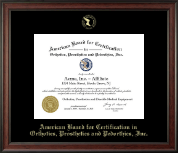 American Board for Certification in Orthotics, Prosthetics & Pedorthics certificate frame - Gold Embossed Certificate Frame in Studio