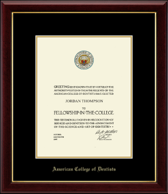 American College of Dentist diploma frame - Gold Embossed Diploma Frame in Gallery