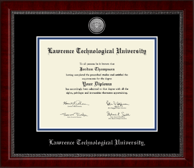 Lawrence Technological University diploma frame - Silver Engraved Medallion Diploma Frame in Sutton