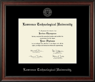 Lawrence Technological University diploma frame - Silver Embossed Diploma Frame in Studio