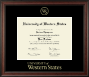 University of Western States Gold Embossed Diploma Frame in Studio