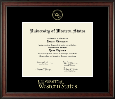 University of Western States diploma frame - Gold Embossed Diploma Frame in Studio