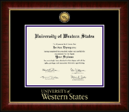 University of Western States Gold Engraved Medallion Diploma Frame in Murano