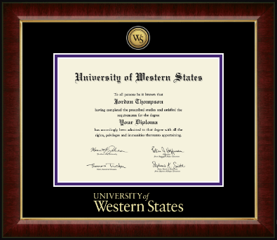 University of Western States diploma frame - Gold Engraved Medallion Diploma Frame in Murano