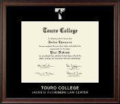 Touro College Law Silver Embossed Diploma Frame in Studio