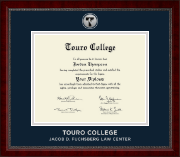 Touro College Law Silver Engraved Medallion Diploma Frame in Sutton
