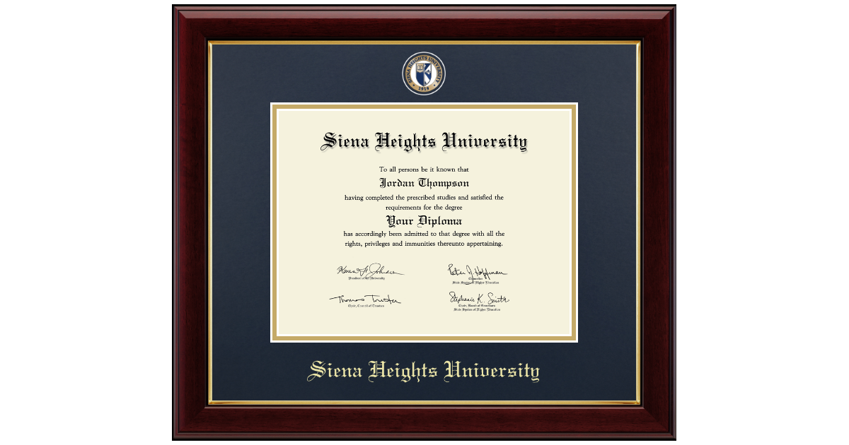 Siena Heights University Diploma Frame | Church Hill Classics
