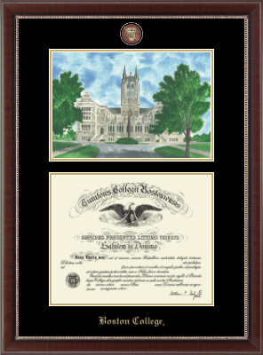 Boston College diploma frame - Campus Scene Masterpiece Diploma Frame in Chateau