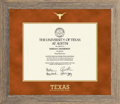 The University of Texas at Austin diploma frame - Gold Embossed Longhorn Diploma Frame in Barnwood Gray