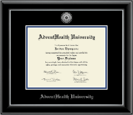 AdventHealth University diploma frame - Silver Engraved Medallion Diploma Frame in Onyx Silver